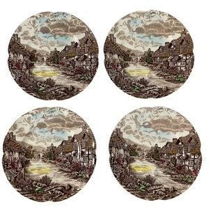 Set of 4 Johnson Bros Olde English Countryside 6 1/8” Plates Scalloped Edge